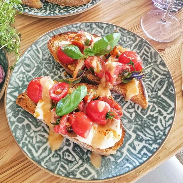 Bruschetta with Cherry Tomatoes and Basil