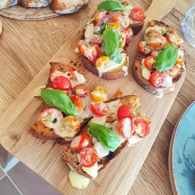 Bruschetta with Cherry Tomatoes and Basil