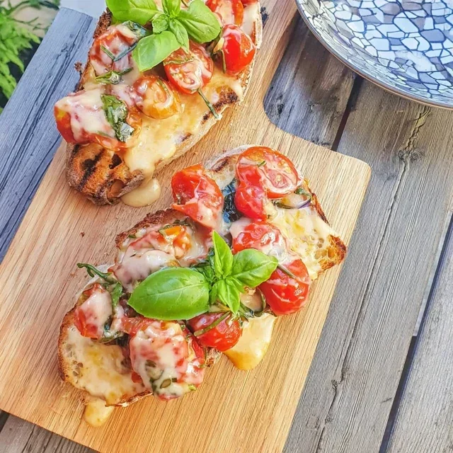 Bruschetta with Cherry Tomatoes and Basil